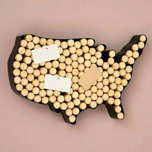 Brand new hand-made mountable metallic wall cork display (USA shaped)